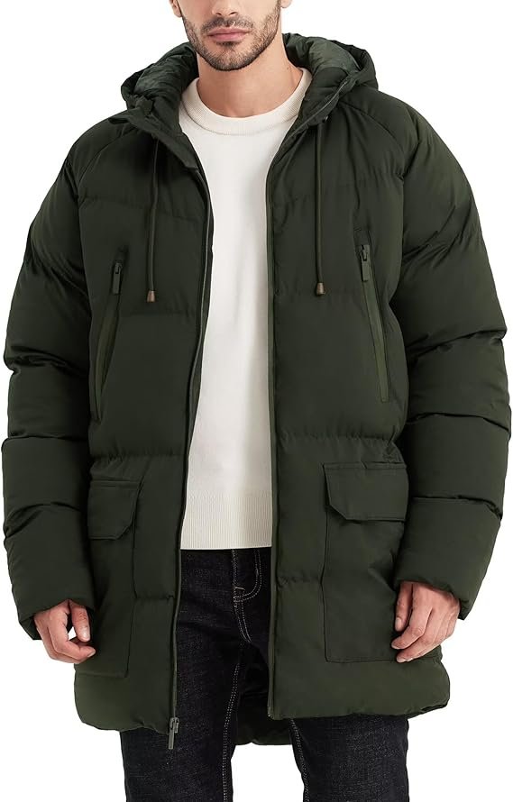 Men's Long Winter Coat Hooded