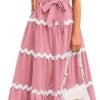 PRETTYGARDEN Women's Summer Maxi Dress Button Down Puff Short Sleeve Ruffle Casual Elegant Long Flowy Shirt Dresses with Belt - Image 3