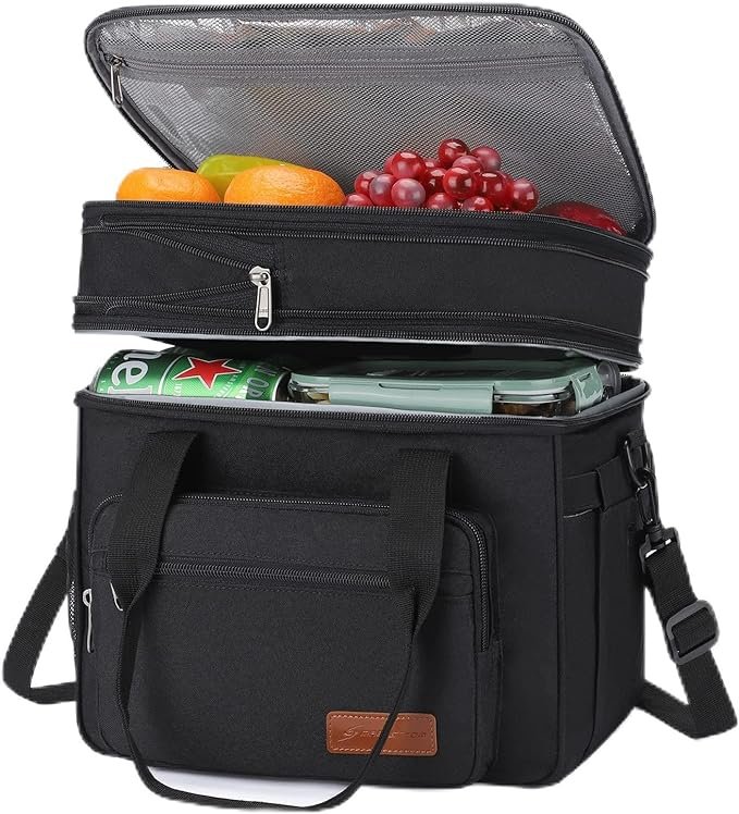 About this item Leakproof and Durable: The exterior of Maelstrom lunch box is made of waterproof nylon fabric, which is lightweight and wear-resistant. Maelstrom lunch bag for men/women uses the thickened PEVA insulating line and seamless ultrasonic welding technology to prevent from leakage. The PEVA liner of Maelstrom men’s/women’s lunch box liner is smooth and easy to clean. This durable Maelstrom adult lunch bag could be used in various situation such as office, home, park and so on. Expandable & Foldable: With a reinforced zipper, top compartment of Maelstrom expandable lunch box can be easily expanded with a simple zipper action.The original measure is 12.6*9.8*9.8 inch (L*W*H). And the expandable measure could be 12.6*9.8*11.8 inch (L*W*H),storing 23L.The main compartment can store drinks, beer, fruits, ice packs, etc., and you can expand the upper layer to place some snack to meet your different lunch meal needs. Unique Design: Maelstrom lunch cooler bag has the reinforced bone to make the bag stand upright, so you don’t worry this loncheras para hombres will be wrinkled. This loncheras para mujer also use the high-quality SBS zipper to extend the life of reusable lunch box.This double-deck adult lunch bag could keep your food cold or warm for up to 16 hours. Multi-pockets: There is a zipper mesh bag on the inside of the cover. This large lunch box has two side pockets, one side mesh pocket can store umbrella or water bottle, the other side is specially designed for paper towels, which is convenient for you to take paper towels at any time during the meal. The front pocket has a special keychain designed for easy access to your keys. Another front large zipper pocket is designed for cutlery such as knives, forks, spoons and so on. Multiple Carrying Choices: Detachable and adjustable straps, comfortable handle allow you to hold Maelstrom women lunch bag by hand or shoulder. This food bag can be widely used when you go to work/office/supermarket/gym.The recommended age grading is more than 1 year old.