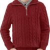 Boys Winter Turtle Neck Long Sleeve Cable Knit Sweater Quarter Zipper Solid Pullover Sweater 3-12 Years