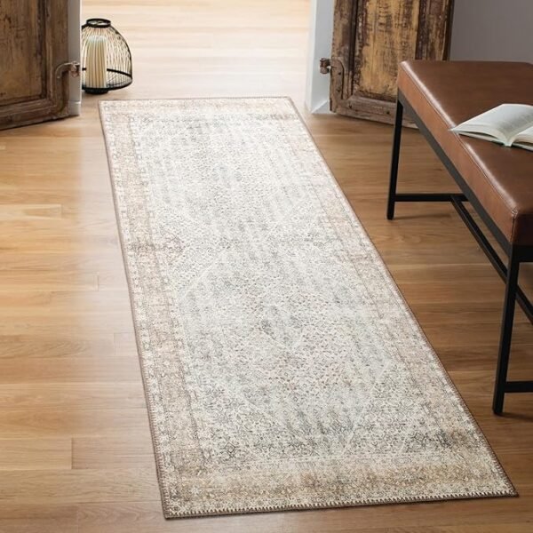 About this item Practical and Versatile: These machine washable area rugs are designed to provide both functionality and convenience.The non-slip backing are perfect for high-traffic areas like the hallway, living room, bedroom, kitchen. Durable and Reliable: Crafted with meticulous attention to detail, these rugs are made to last. The non-slip backing ensures they stay securely in place, even in busy areas. The low pile carpet design makes it easy to clean and maintain. Easy Care : Thanks to their machine washable feature, these rugs make cleaning a breeze. Simply toss them in the washing machine, and they'll come out looking as good as new. The high-quality materials ensure that the rugs maintain their color, shape, and softness even after multiple washes. Multiple Size Options : Whether you need a runner rug for your hallway, an area rug for your living room, or for a larger space, these rugs offer a range of size options to suit your specific needs. You can easily find the perfect fit for your room. Stylish and Timeless Design: Elevate your home decor with the stylish vintage Moroccan design of these rugs, boasting intricate patterns and vibrant colors that add an elegant touch to any room. Turkish Excellence: Experience the quality and style of our rugs, Made in Türkiye. Elevate your space effortlessly with our authentic craftsmanship.