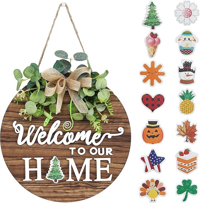 Interchangeable Seasonal Welcome Sign Front Door Decoration